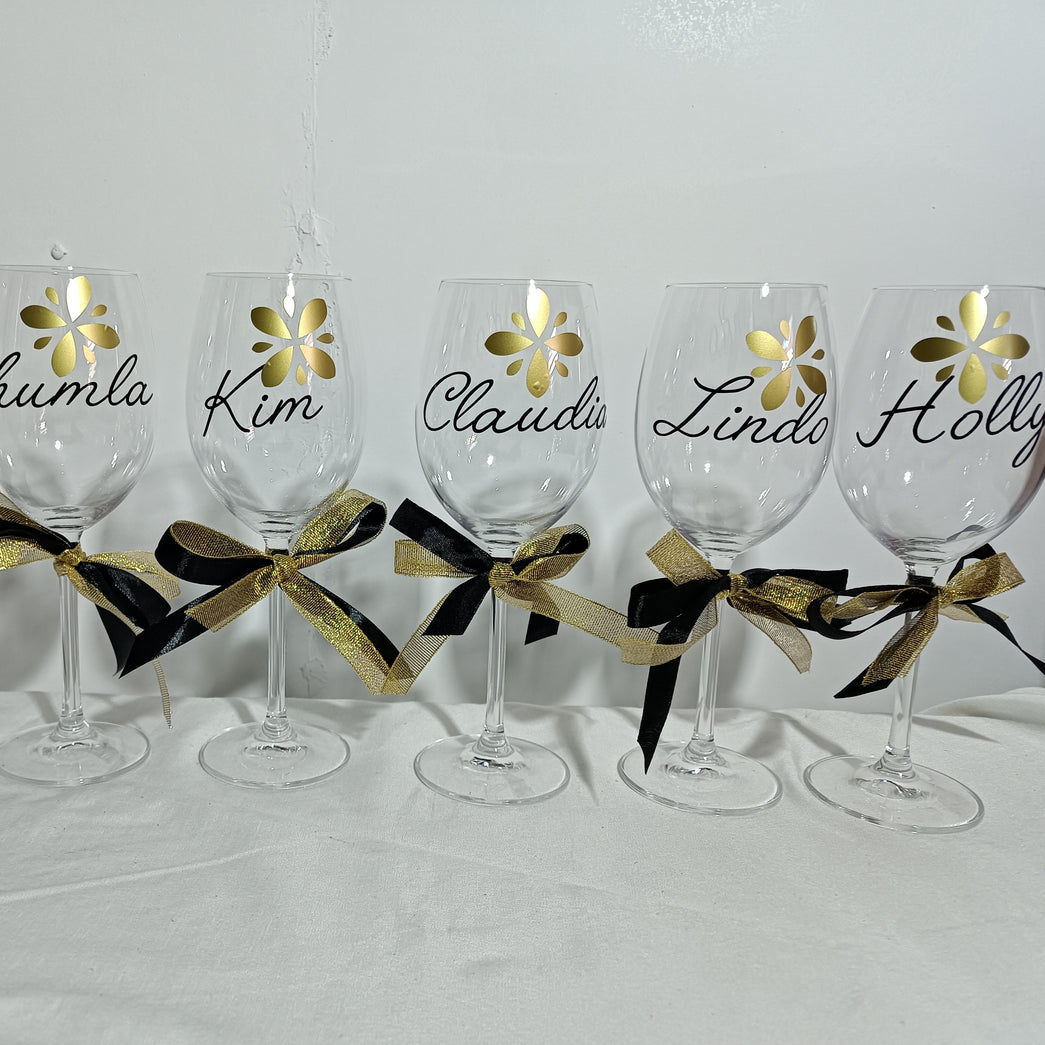 Personalised Name Wine Glass With Ribbon Bow | Gift Gauteng