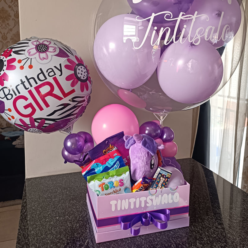Personalised Girls Birthday Bobo Balloon & Sweet Gift Box | Kids
