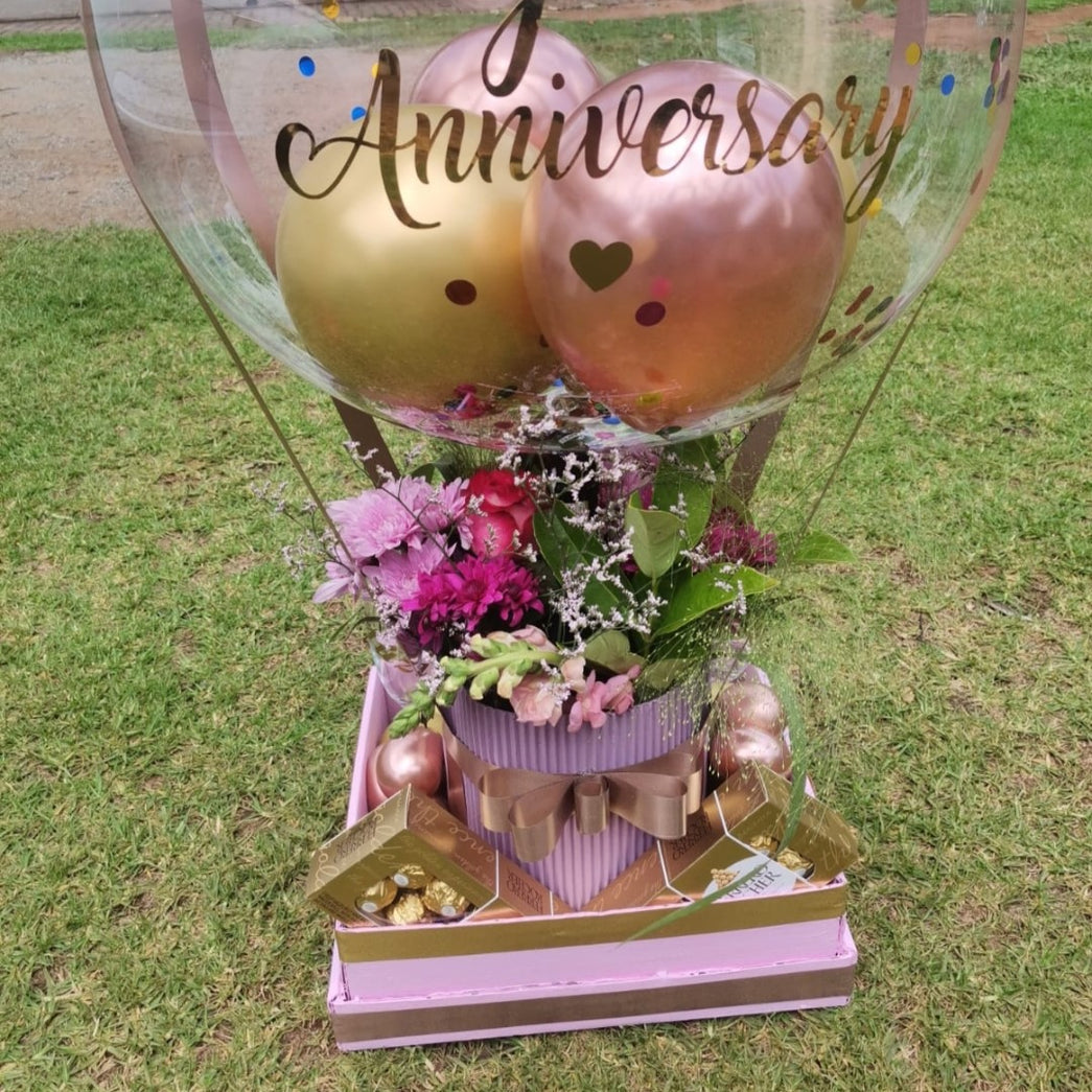 Anniversary Bobo Balloon Flower & Chocolate Gift Set | Gauteng