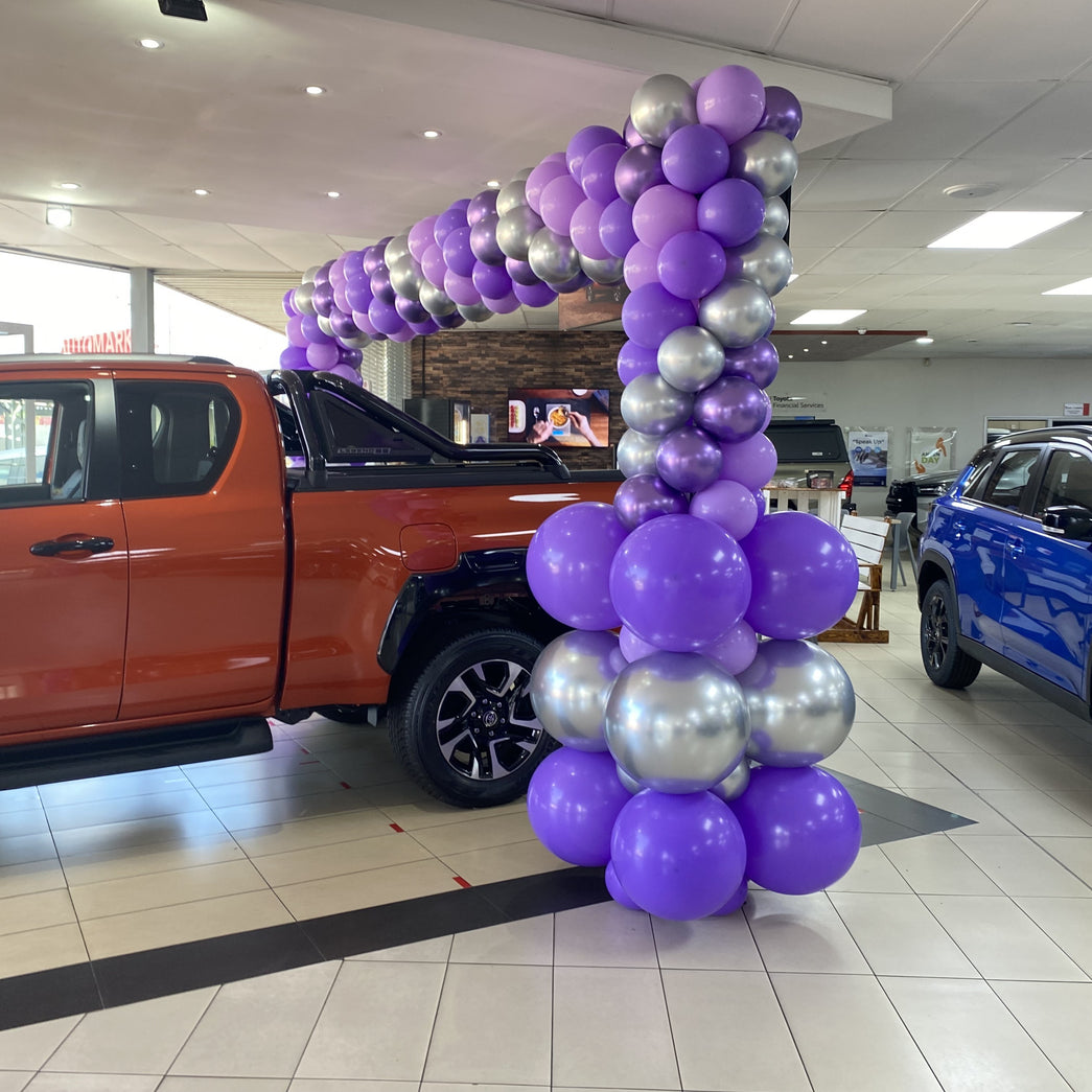 Square Spiral Balloon Arch With Oversized Pillars | Gauteng